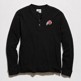 University of Utah Waffle Knit Henley in black, flat lay